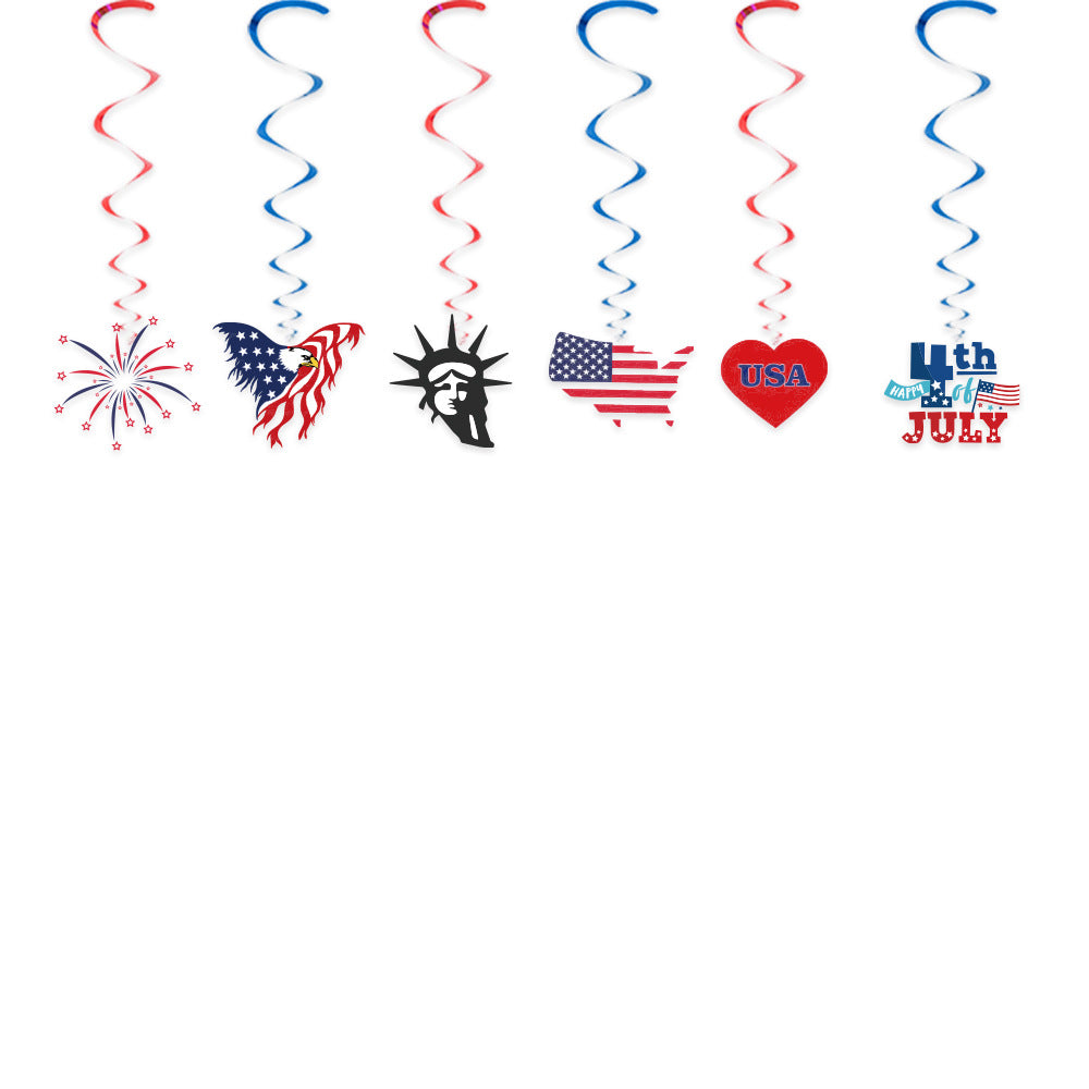 Unisex nan multi-piece hanging spiral garlands with patriotic USA cardboard pendants for party decoration Bowlift