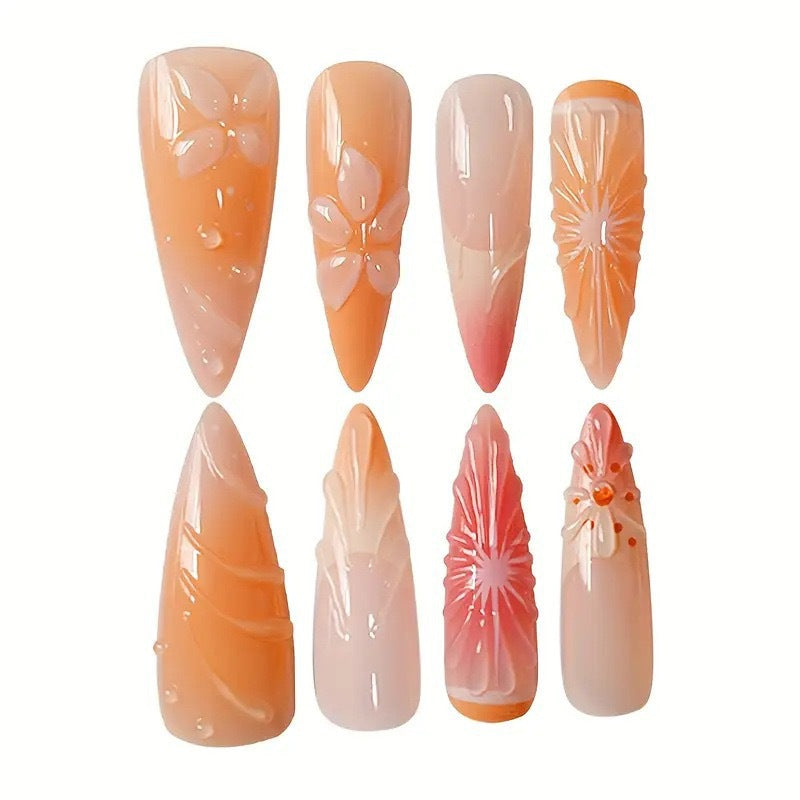 Exquisite Floral Press-On Nail Art Bowlift
