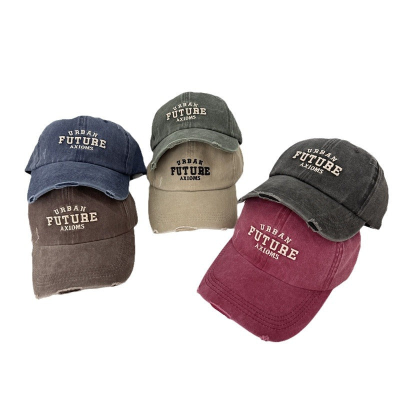 Men's Distressed Cotton Adjustable Baseball Cap Bowlift