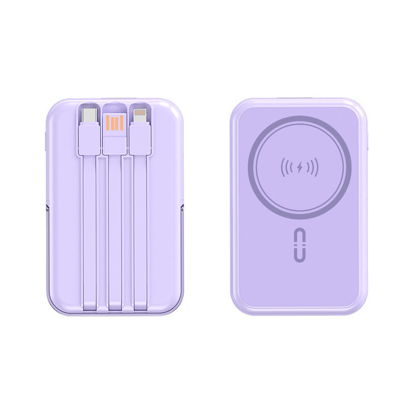 Powerbank with integrated charging cables and wireless charging function Bowlift