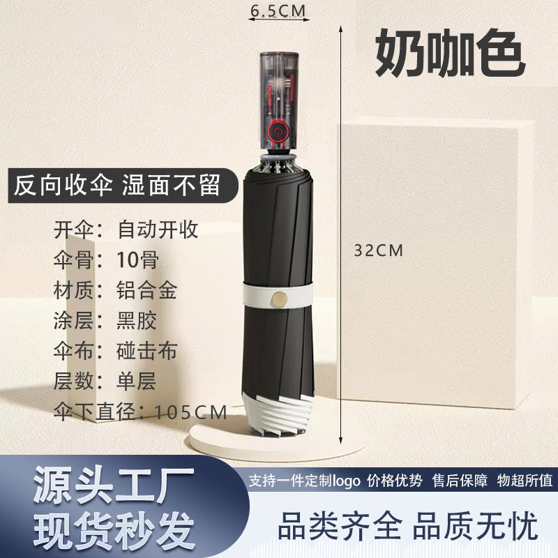 Women's Automatic Windproof Folding Umbrella Bowlift
