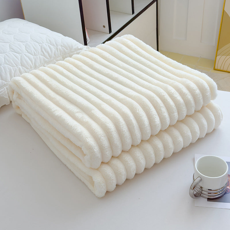 Women High-pile Cozy Blanket with Wave Pattern Bowlift