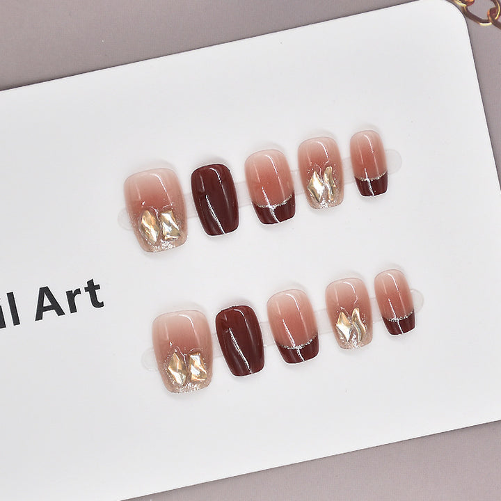 Glamorous Heart-Themed Press-On Nail Set Bowlift