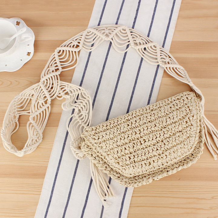 Braided Shoulder Bag in Creative Macrame Design Bowlift