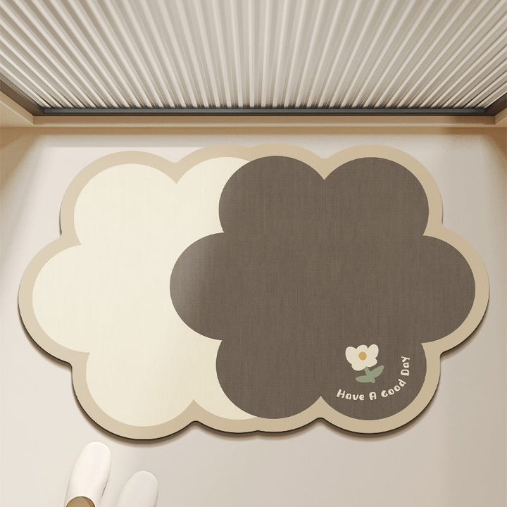 Absorbent Floral Print Bath Mat Bowlift