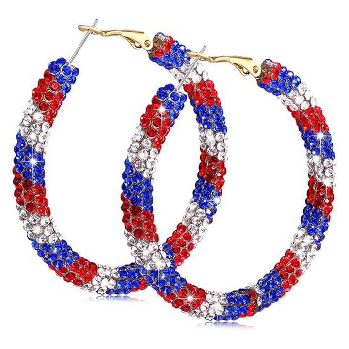 Women’s striking rhinestone earrings with flag motif United States Bowlift