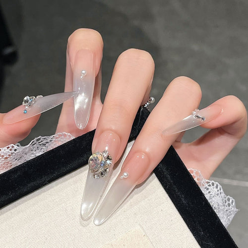 Luxury Crystal-Studded Press-On Nail Extensions Bowlift