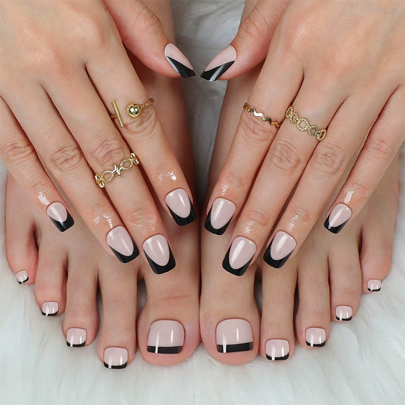 Stylish Press-On Nail Set with Elegant French Tip Design Bowlift
