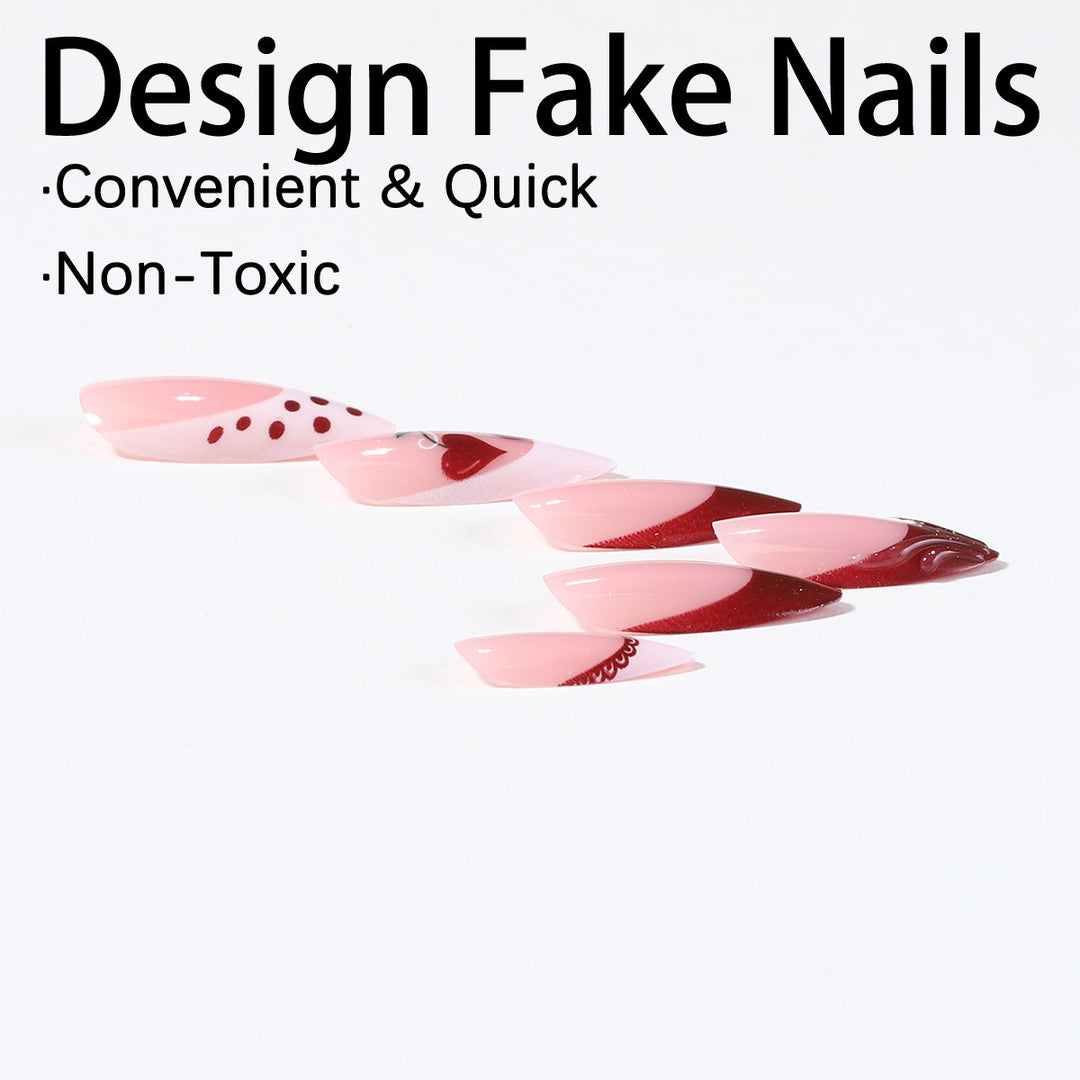 Creative nail art set with romantic heart design and playful accents Bowlift