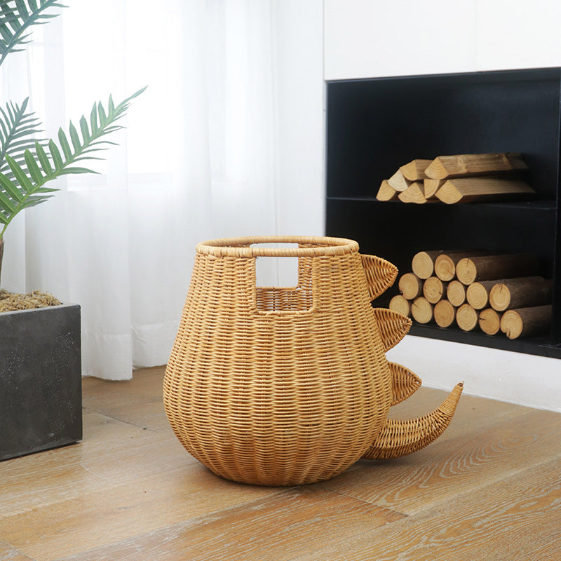 Handcrafted toy basket with dinosaur motif Bowlift