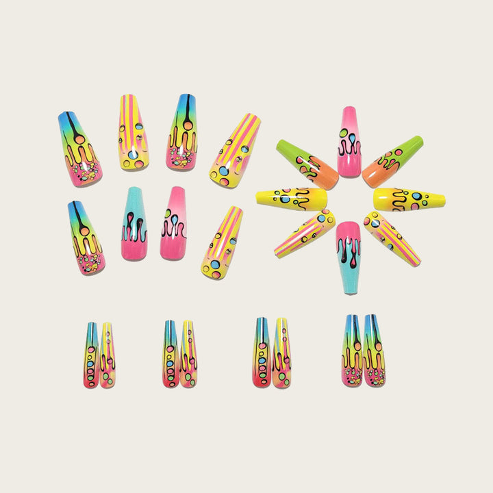 Creative Acrylic Nails in Modern Drop Design Bowlift