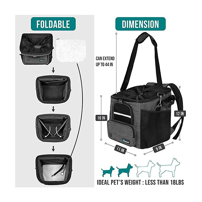 collapsible pet bicycle basket with safety tether breathable mesh and storage pockets Bowlift