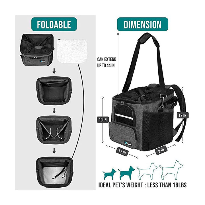collapsible pet bicycle basket with safety tether breathable mesh and storage pockets Bowlift