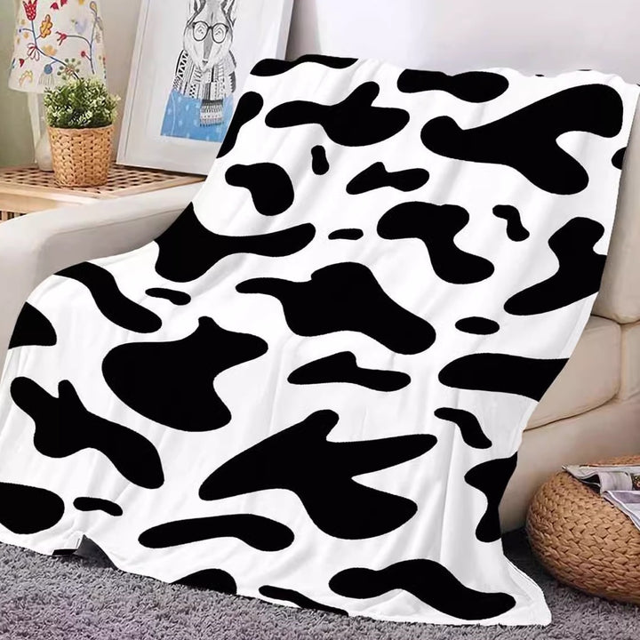 Cozy Cow Print Fleece Throw Blanket
