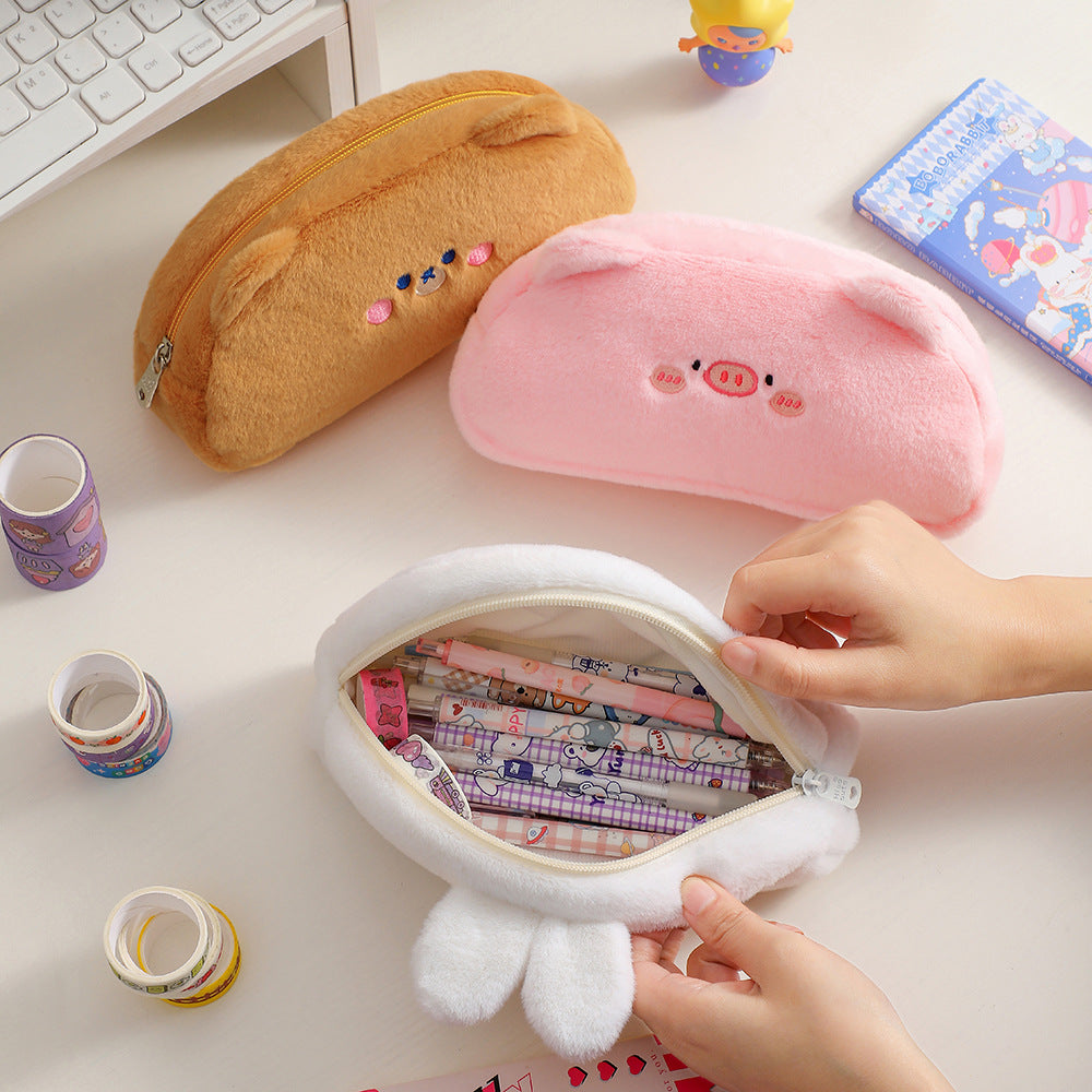 Cute Bear-Shaped Plush Pencil Case Bowlift