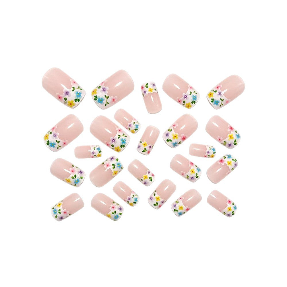 Artificial nails with floral applications Bowlift