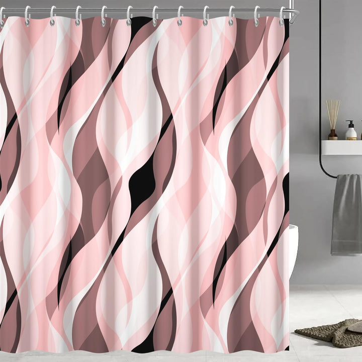 Abstract Wave Pattern Shower Curtain Bowlift