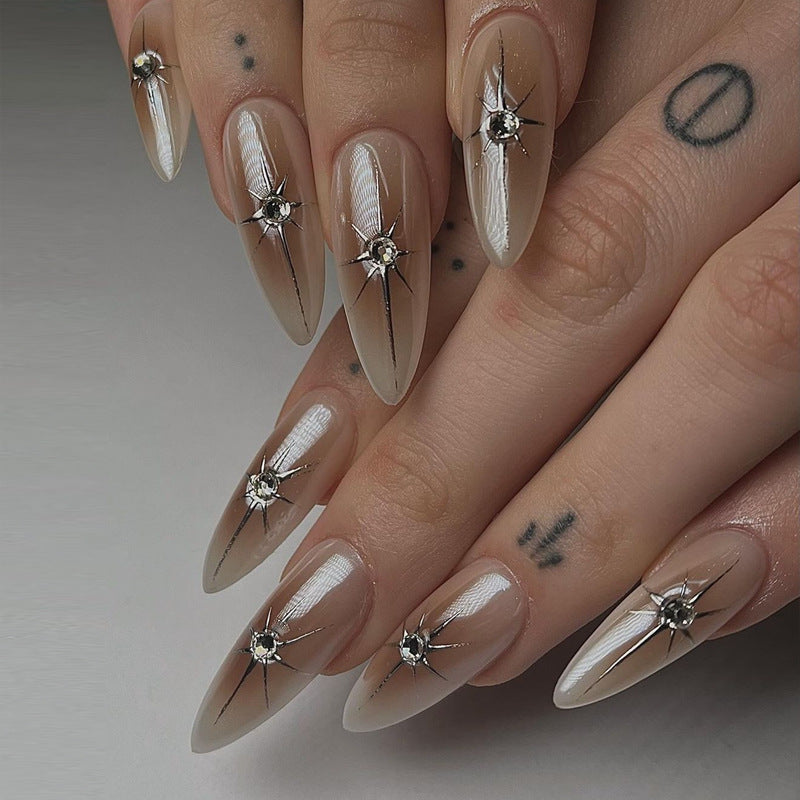 Elegant Stiletto Press-On Nail Art with Rhinestone Accents Bowlift