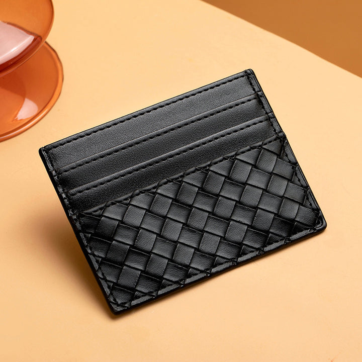 Woven Leather Card Holder Bowlift