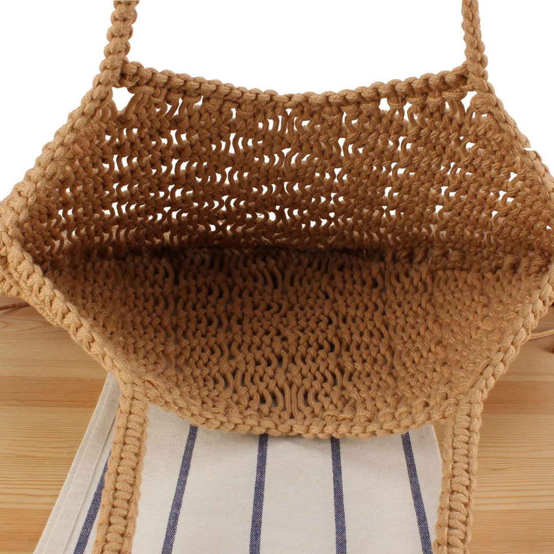 Creative Macrame Bag with Fringed Design Bowlift
