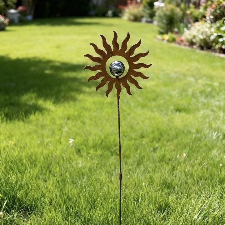 Sun Garden Stake with Reflective Gazing Orb Bowlift