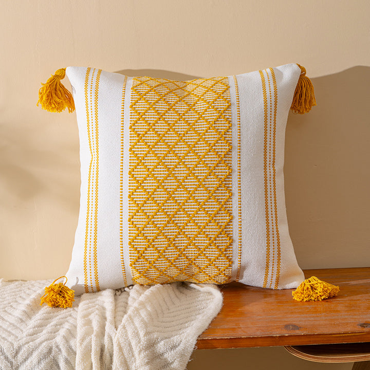 Textured Geometric Pattern Decorative Cushion