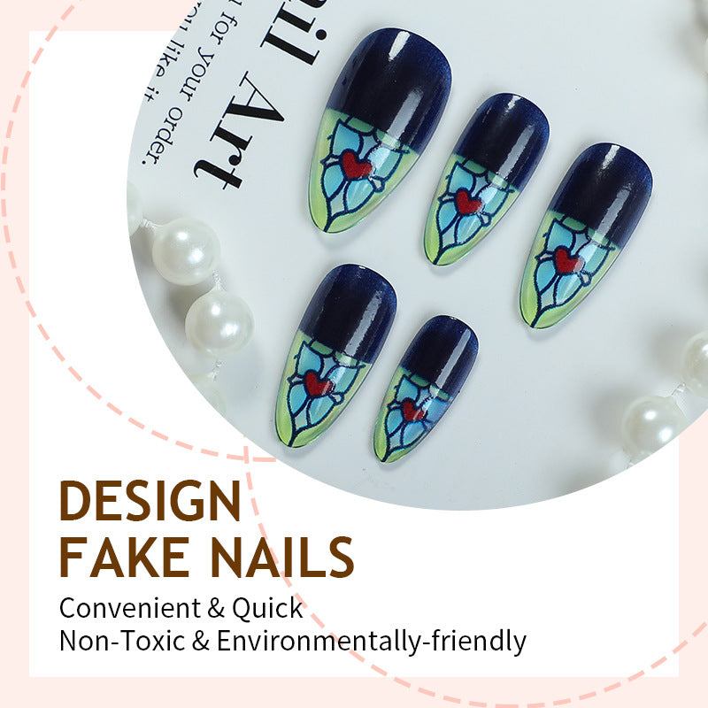 Creative Nail Art Set with Floral Stained Glass Design Bowlift