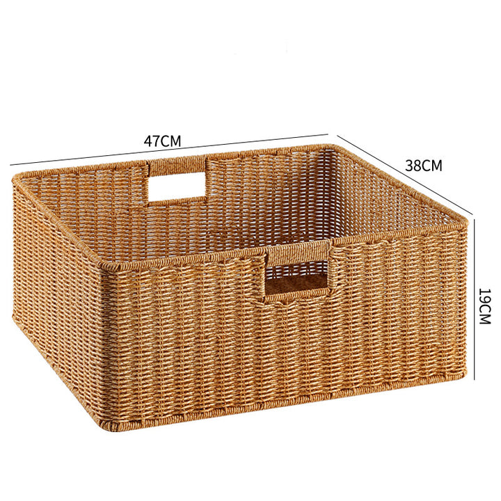 Handwoven Storage Basket with Cutout Handles Bowlift