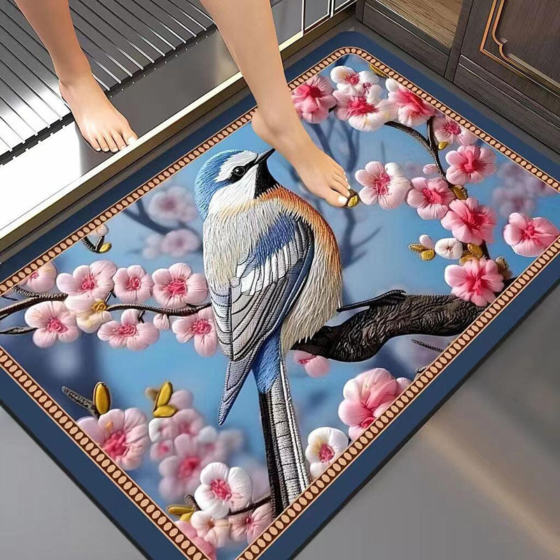 Artistic Floral Bath Mat Bowlift