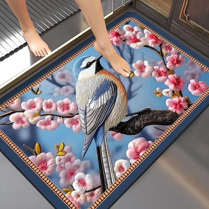 Artistic Floral Bath Mat Bowlift