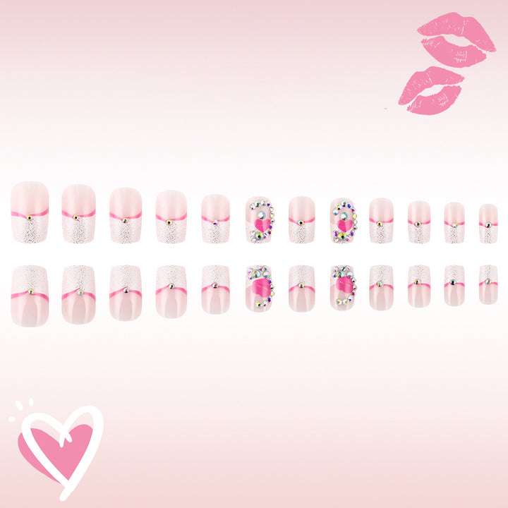 Decorative Crystal-Embellished Press-On Nail Art Bowlift