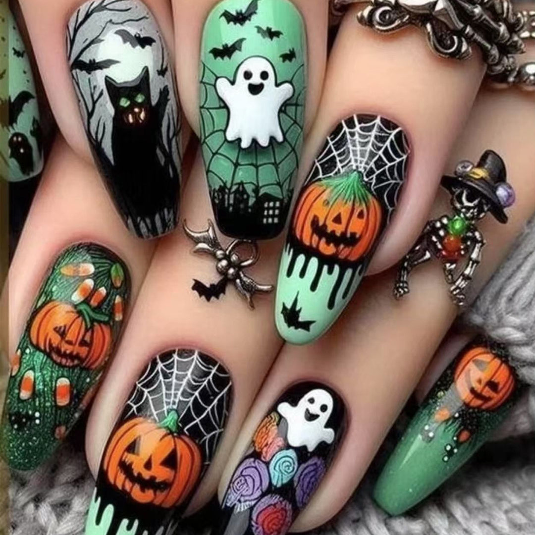 Halloween Nail Art Set with Creative Designs and Sparkling Details Bowlift