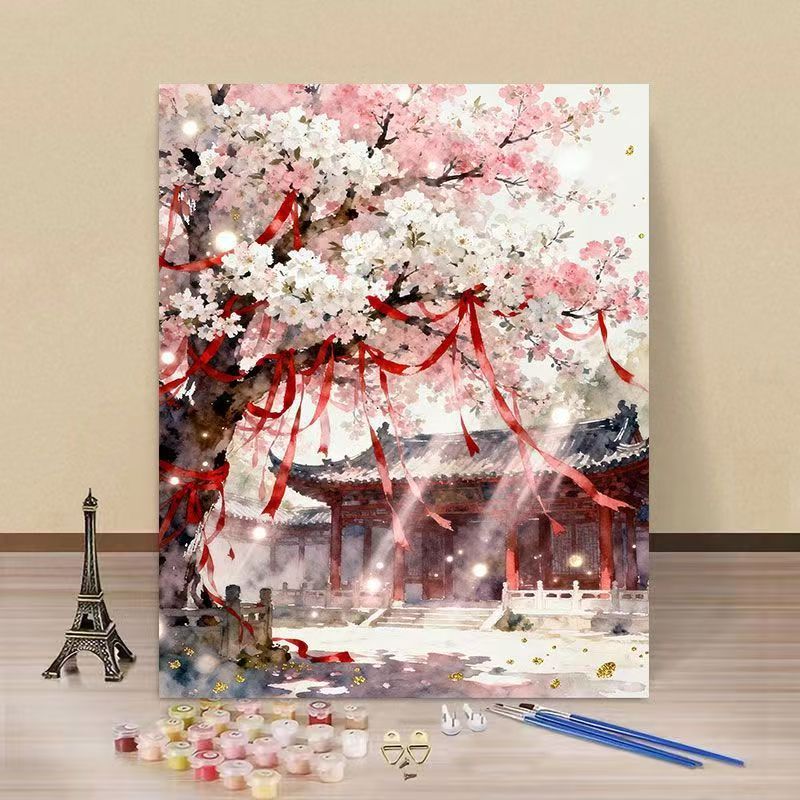 Cherry Blossom Scenic Paint by Numbers Kit Bowlift