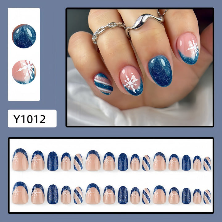 Artificial nails with sparkling blue and floral design Bowlift
