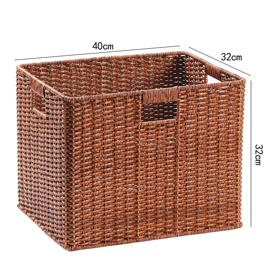 Large Woven Storage Bin with Ergonomic Cutout Handles Bowlift