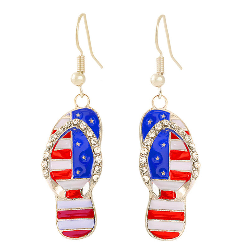 Ladies enamel earrings horseshoe with star stripe motif Bowlift