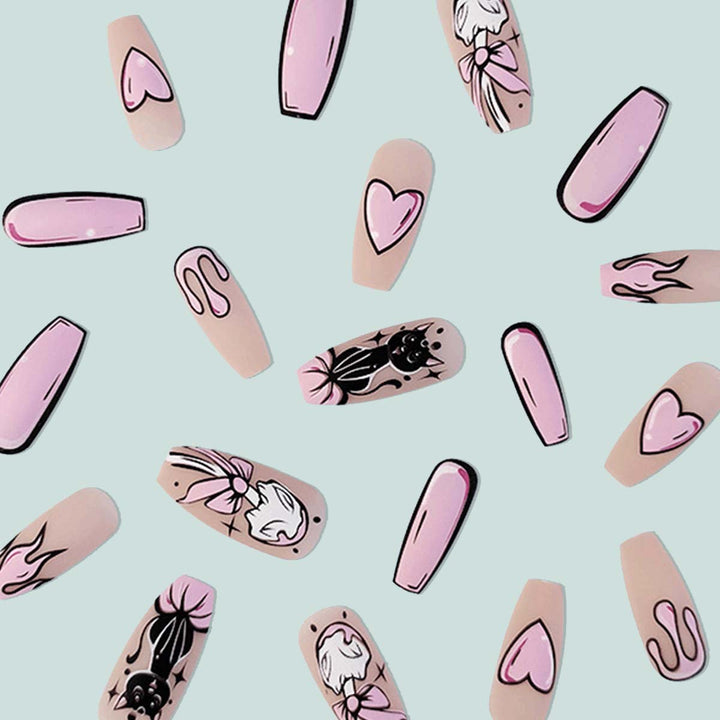 Artistic nail extensions in heart design Bowlift
