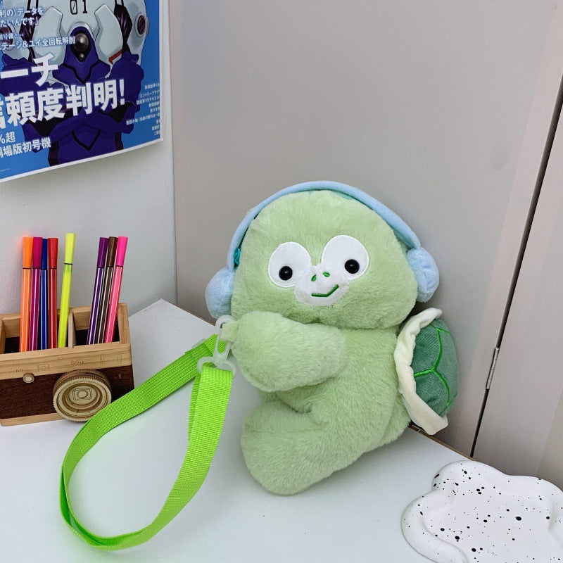 Cute Turtle-Themed Plush Mini Backpack