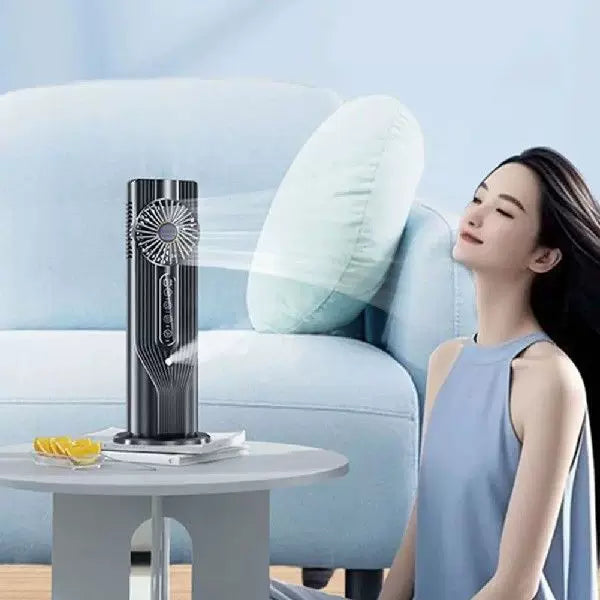 Unisex one size rechargeable vertical desktop fan with LED display touch control adjustable tilt base Bowlift