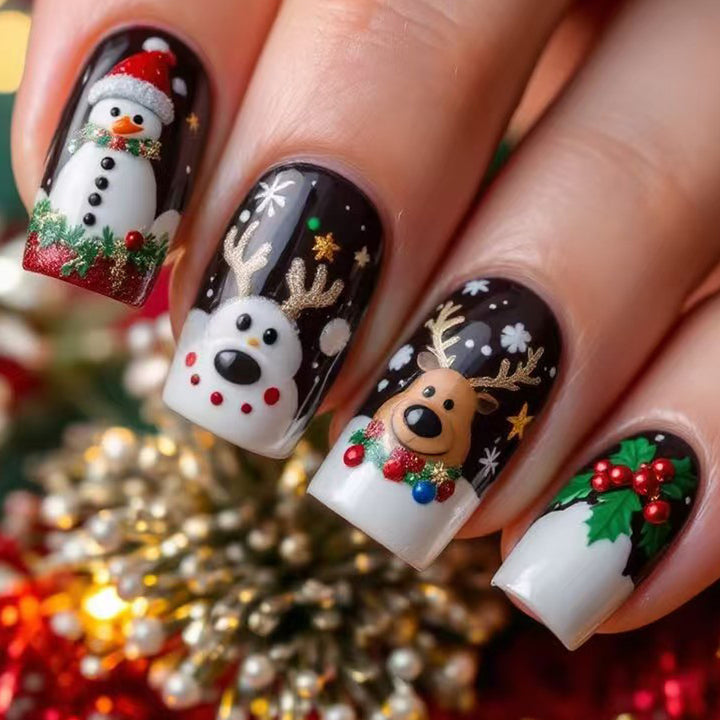 Artificial artificial nails with festive Christmas design Bowlift
