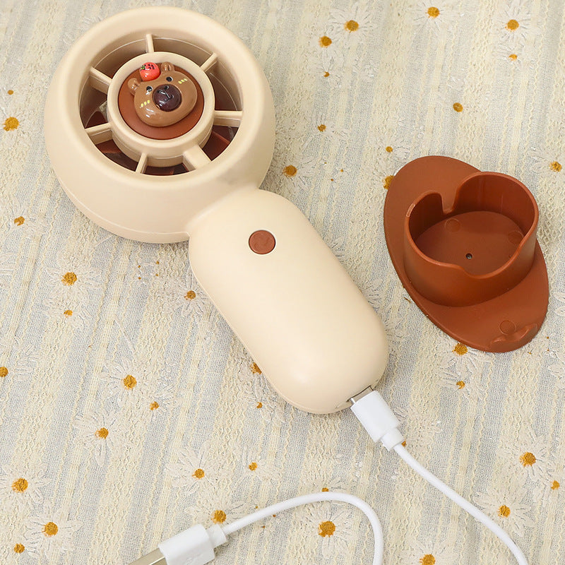 Women's Portable Handheld Fan with Cute Bear Design Bowlift