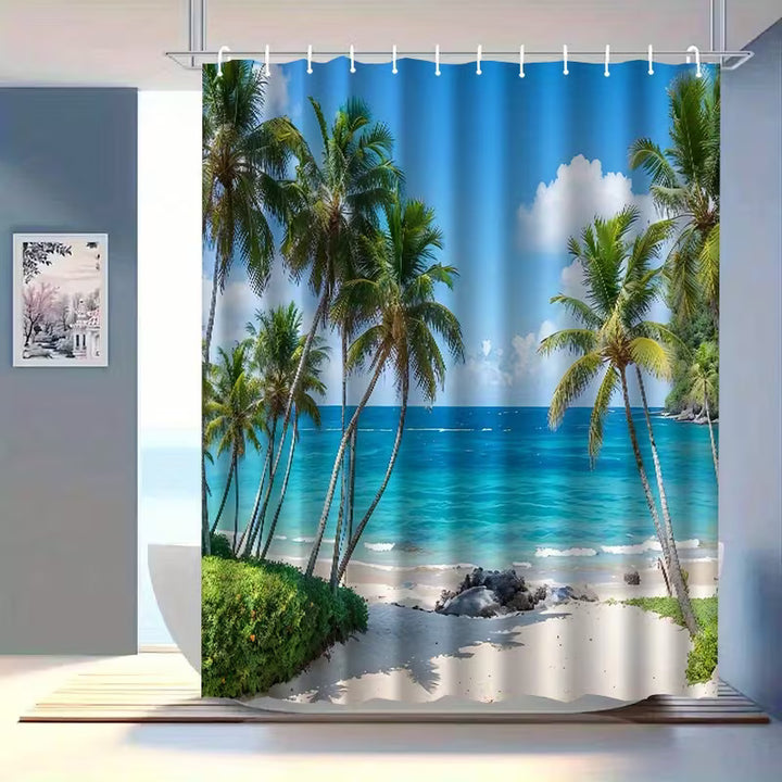 Coastal Scene Shower Curtain Bowlift
