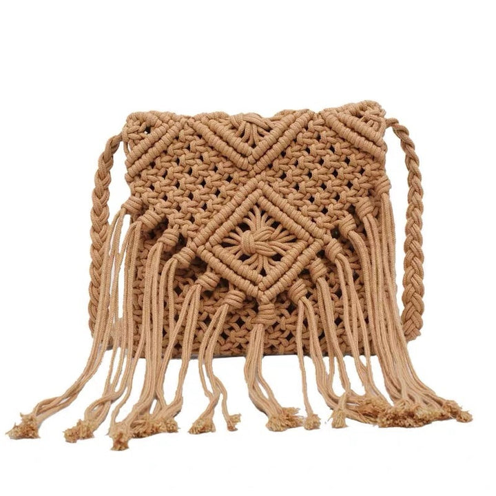 Macrame Shoulder Bag with Fringes Bowlift