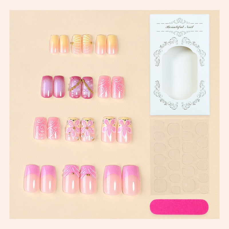 Artificial nail set with floral and glamorous designs Bowlift