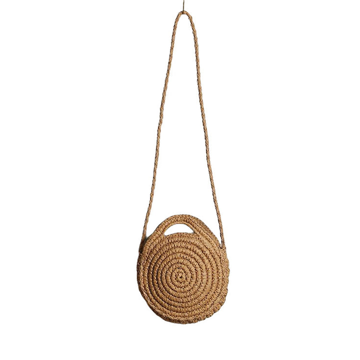 Handcrafted Round Wicker Bag with Elegant Closure Bowlift