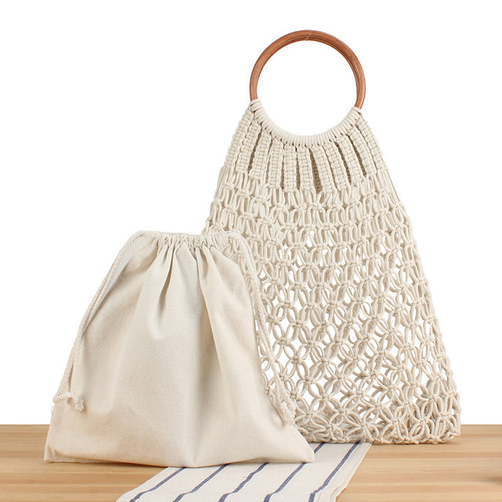 Handbag with Woven Design and Inner Pocket Bowlift