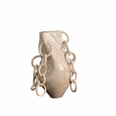 Artistic Chain-Linked Ceramic Vase