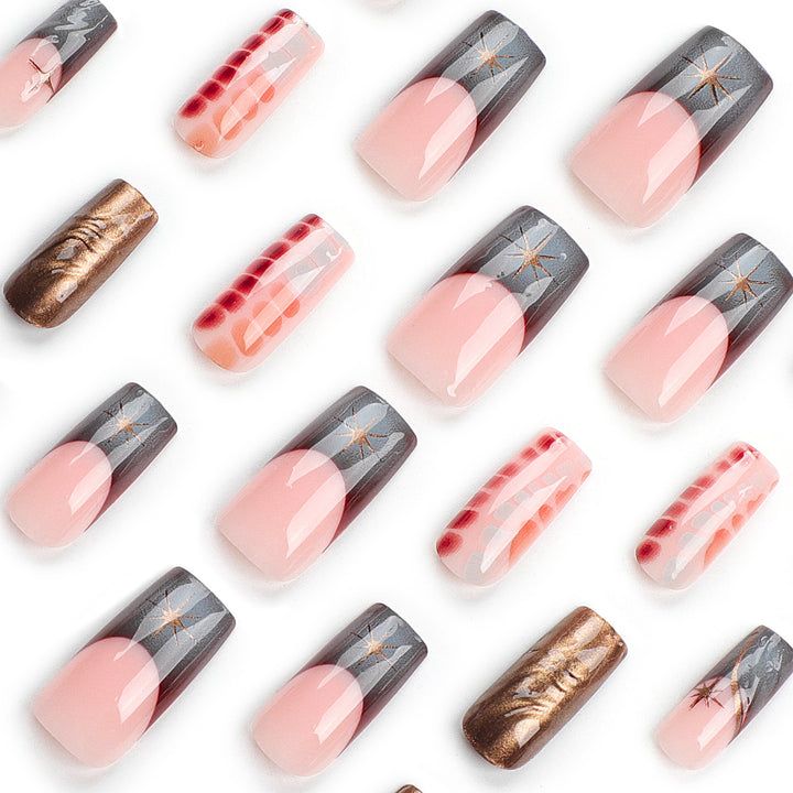 Artificial nail extensions with elegant floral design Bowlift