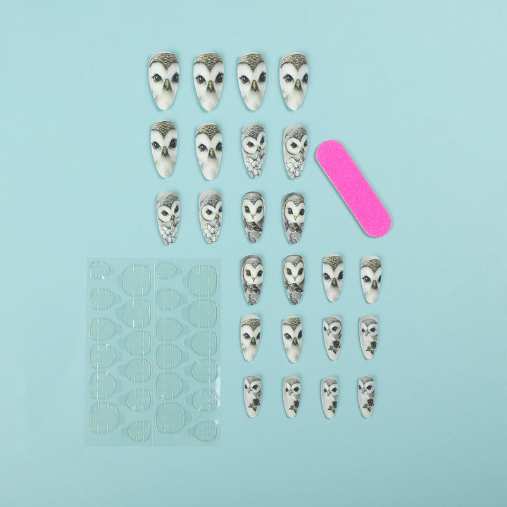 Artificial nails with owl design Bowlift