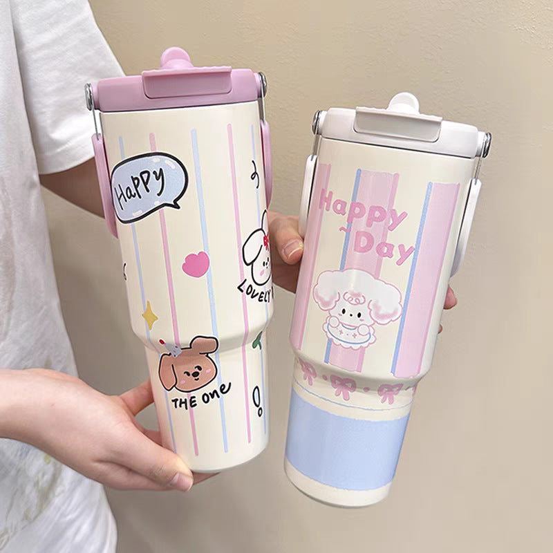 Ladies drinking cup with funny design and integrated straw Bowlift